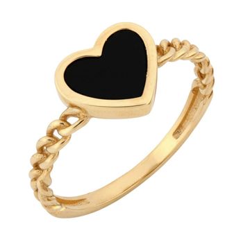 złoty pierścionek z sercem, pierścionek z onyksem, czarny onyks pierścionek, pierścionek damski złoty, pierścionek walentynkowy, biżuteria z motywem serca, kolekcja Amore, pierścionek na prezent1.jpg